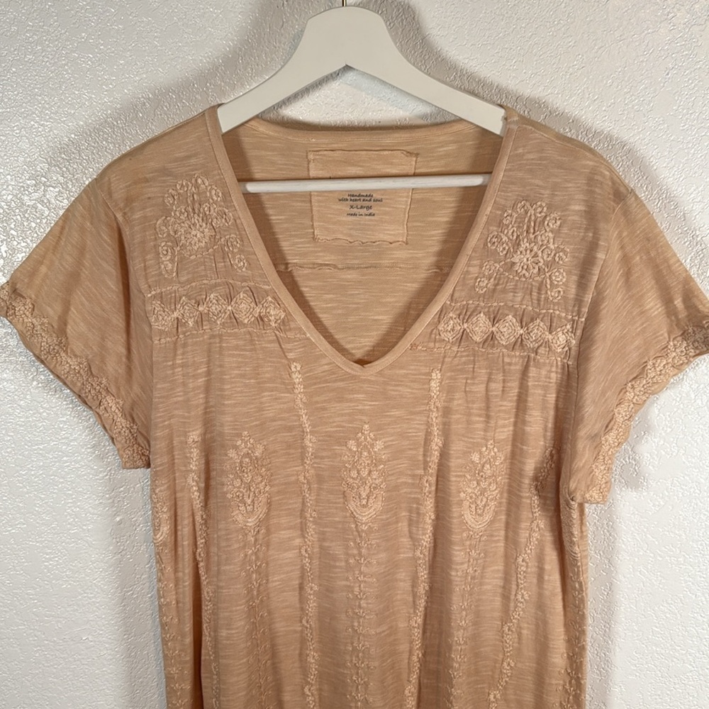 Karyn Seo Cream & Gray Dip Dye Handmade Embroidered Maxi Dress Size XL - Picture 3 of 8
